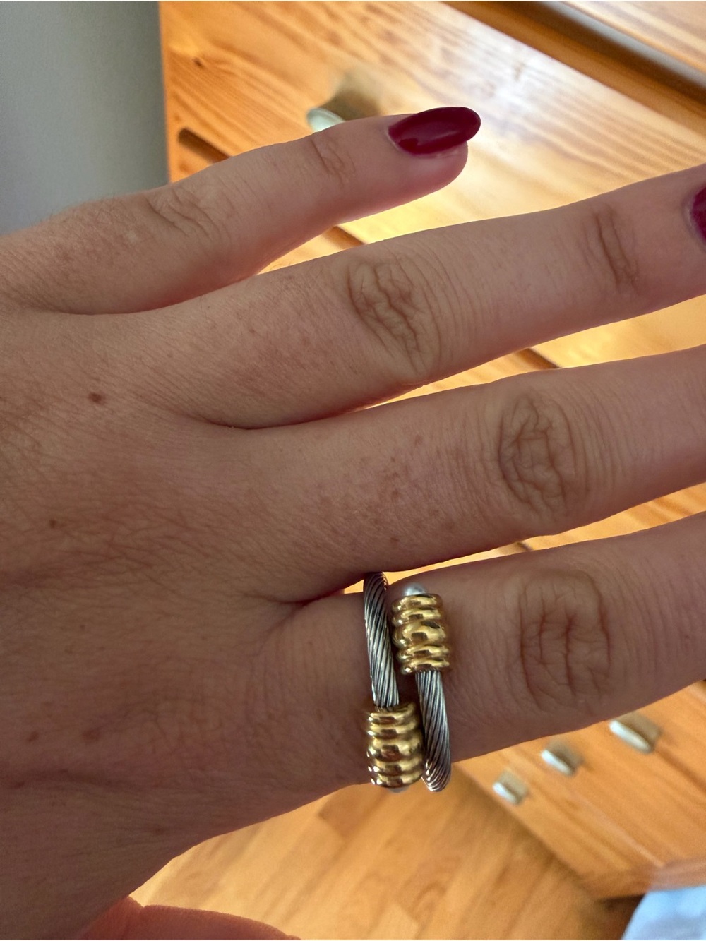 Two-Tone Cable Stackable Ring - Gold and Silver